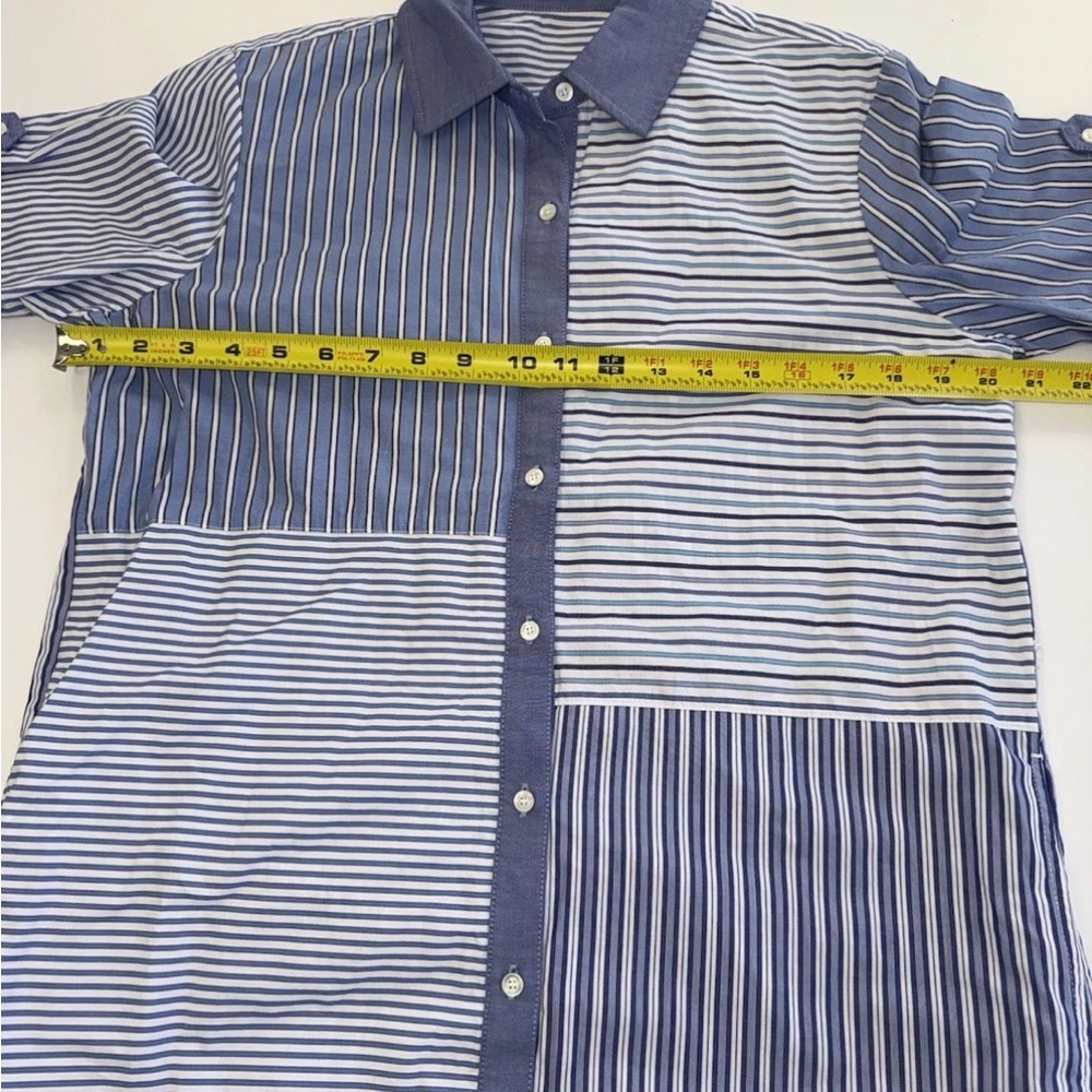 J. McLaughlin Miranda Multi Striped Shirt Dress Size Med 100% Cotton MSRP $228 - Picture 6 of 12